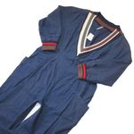 Free People NWT Costa Brava Jumpsuit in Navy Blue Deep V-neck Cropped 1-Piece L Photo 6