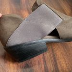 Eileen Fisher  Perry Nubuck Slip On Heeled Ankle Booties Cut Out Photo 8