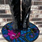 JustFab  Black Embossed Sienna Flat Boots Chic Rocker Mobwife Goth‎ Edgy Photo 2