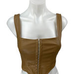 Princess Polly  Brown Faux Leather Sleeveless Camisole Corset Crop Tank Top Sz 4 Photo 0