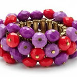 Beaded pink and purple festive Stretch Bracelet Photo 0