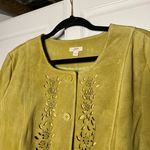 J. Jill Cottagecore 100% Suede Boho Cutout Floral Jacket Yellow Size L Photo 4