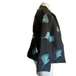 Vintage Rarities New Vietnam Embroidered Peacock Feather Jacket Black Blue Small Photo 2