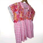 THML Anthropologie Bohemian Gingham Geometric Embroidered Blouse Top Shirt Sz M Photo 3