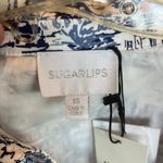 Sugar Lips Cutesy Flirty Blue White Etching Mini Dress Ruffle Hem New Photo 7