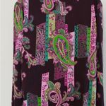 Ninety Blouse Womens size L Collared Paisley Purple Button Long Sleeves Photo 3
