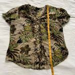 Y2K Green and khaki jungle floral blouse with ruffles Size small Photo 6