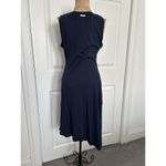 Michael Kors  Crewneck Sleeveless Side Ruched Asymmetric Dress Navy Blue SizeP/M Photo 4