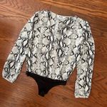 BB Dakota Women's Snake The Cake Satin Bodysuit Size Small Snakeskin Print Photo 2