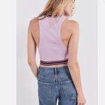Silence + Noise Charli Tipped Racerback Cropped Tank Zipper Banded Pink Purple Photo 1