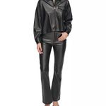 DKNY  Jeans Women's Zip-Front Faux-Leather Long-Sleeve Shirt Photo 3