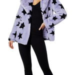 NWT NVLT Women's Short Pile Faux Fur Star Print Jacket Purple Size XS Photo 0