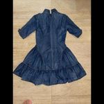 Women's Flared Turtleneck Dress Blue‎ Cotton Blue Size undefined Photo 4