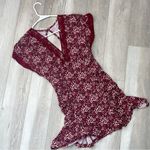 Free People Dress floral lace v neck mini womens Red (medium) sweet talker cute Photo 1