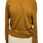 Anthropologie  Small Cropped Crossover Orange Gold Sweater Stretch rayon blend Photo 0