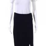 Massimo Dutti Navy Blue Side Slit Midi Skirt Photo 0