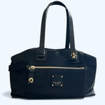 Henri Bendel Jetsetter Style Nylon Satchel – Saffiano Trim, Expandable Sides Photo 0