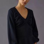 Maeve  by Anthropologie black V-Neck Ruched Sweatshirt peplum size medium Photo 1