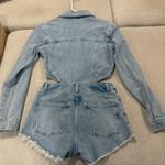 ZARA  Women's Distressed Light Blue Jean Jumper Photo 2