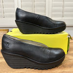 Fly London Yaz Idra Wedges Black Mousse Size 8/8.5 US 39 EU NIB Leather Photo 0