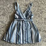 Motherhood Maternity  Printed Smocked Back Maternity Tank Top in Blue Stripe Photo 3