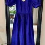 Laura Ashley  Vintage 80’s Purple Blue Puff Sleeve Dress Photo 0