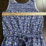 Talbots New Jumpsuit Size 8 P Womens Blue White Geometric Ikat Viscose Photo 2