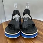 Franco Sarto Elliot Sandals Black Leather Blue Casual Travel Strappy Women's 6M Photo 3