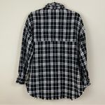NATIVE DAUGHTERS Black Plaid Oversized Frayed Shirt Jacket Shacket Size Small Photo 7