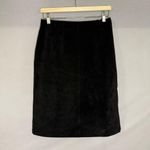 Dennis Basso Suede A-Line Midi Skirt Size Medium Black Goth Bohemian Boho Photo 0