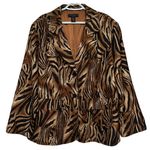Anne Carson  Women's Brown Black Animal Print Jacket Two Button‎ Pockets Size 3X Photo 0