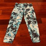 Calvin Klein | Cropped Yoga Pants Patterned XS Turquoise Black Blue Photo 0