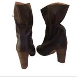 VINTAGE 1980'S CAMPIONE BROWN LEATHER "PAPER SACK" HEELED ITALIAN BOOTS (5.5) Photo 8