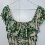 Gianni Bini One Piece Swimsuit Cream & Green Palm Print Off-Shoulder Ruffle XL Photo 9