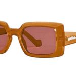 SZADE NIB Dart Sustainable On Trend Rectilinear Burnt Honey/Cherry Cola Sunglass Yellow Photo 13