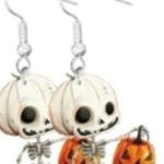 Cute Skeleton Trick Or Treat Earrings White Photo 0