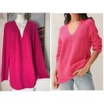 Lucky Brand Hot Pink Ribbed V-Neck Textured Oversized Knit Sweater Women’s XL Photo 1