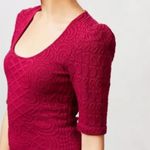 Anthropologie Deletta Athlone Top L Quilted Jacquard Puff Sleeve Berry / Fuchsia Photo 3
