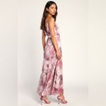 Lulus Sparkling Summer Purple Floral Lurex Maxi Dress Tie Waist Side Slits Lined Photo 13