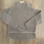Vince Cashmere Wool Ribbed Funnel Neck Belted Sweater in Light Brown Size Small Photo 6