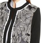 Ming Wang Floral Embroidered Knit Jacket Black and White Size L Photo 1