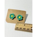 Flower Woven Crochet Style Plastic Acrylic Stud Earrings 1 Pair Green Fashion Green Photo 2