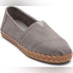 Toms NEW Alpargata Leather Wrap Flats Slip On Shoes Cement Suede Braided Edge Photo 9