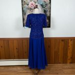 Beautiful Vintage 1980s Brilliante Beaded Mother of the Bride Dress! Blue Size M Photo 4