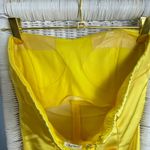 Cache Caché Yellow Satin Strapless Ruched Bodycon Cocktail Dress Photo 3