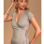 Lulus ✨ Love You Madly Heather Grey Ribbed Side-Tie Mini Sz Large Dress✨ Photo 2