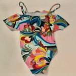 BCBGMAXAZRIA  Multi Ruffle Off The Shoulder One-piece Swimsuit Size M Photo 4