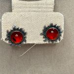 Artisan Vintage Sterling Silver 925 Sunburst Amber Earrings Photo 4