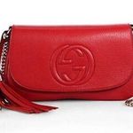 Gucci Soho Interlocking GG Red Leather Chain Flap Shoulder Bag Handbag Photo 0