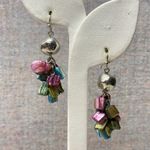 Boho Dangle Earrings Silver Tone Shell Beads Bell Sound Beach Vacation Coastal Photo 0